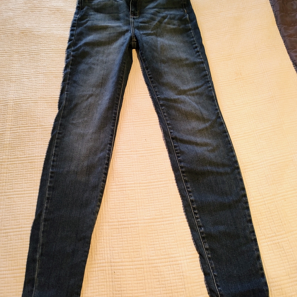 Cello high waisted jeans, size 7.  Faded denim, form fitting, nearly. new.